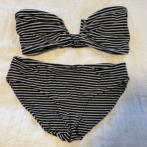 Mikoh Black and White Striped Bandeau Bikini